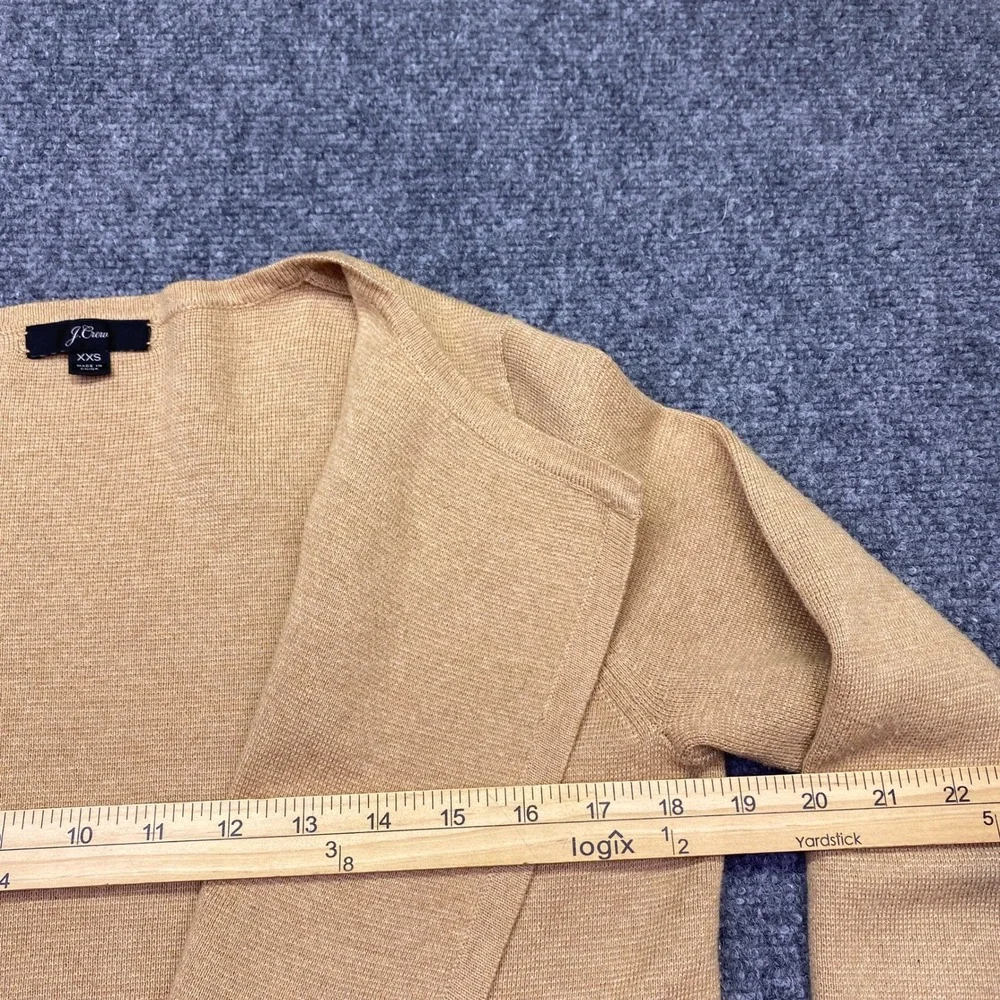 J.Crew Womens Juliette Collarless Blazer Cardigan Sweater Tan Merino Blend J6339